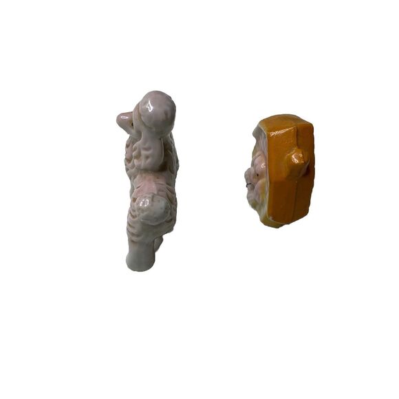 Vintage Pink Poodle Dogs Ceramic Figurines Japan Mid Century Kitschy Mom Baby - Picture 4 of 5